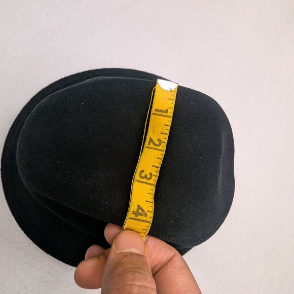 Vintage STETSON Sovereign Black Felt Men's Fedora Feathered Hat Sz 7 3/8 - Picture 12 of 17